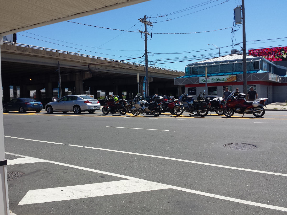 New Jersey Shore BMW Riders Parked Motorcycles on a ride